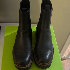 Sam Edelman Black Leather Boots with Brown Sole